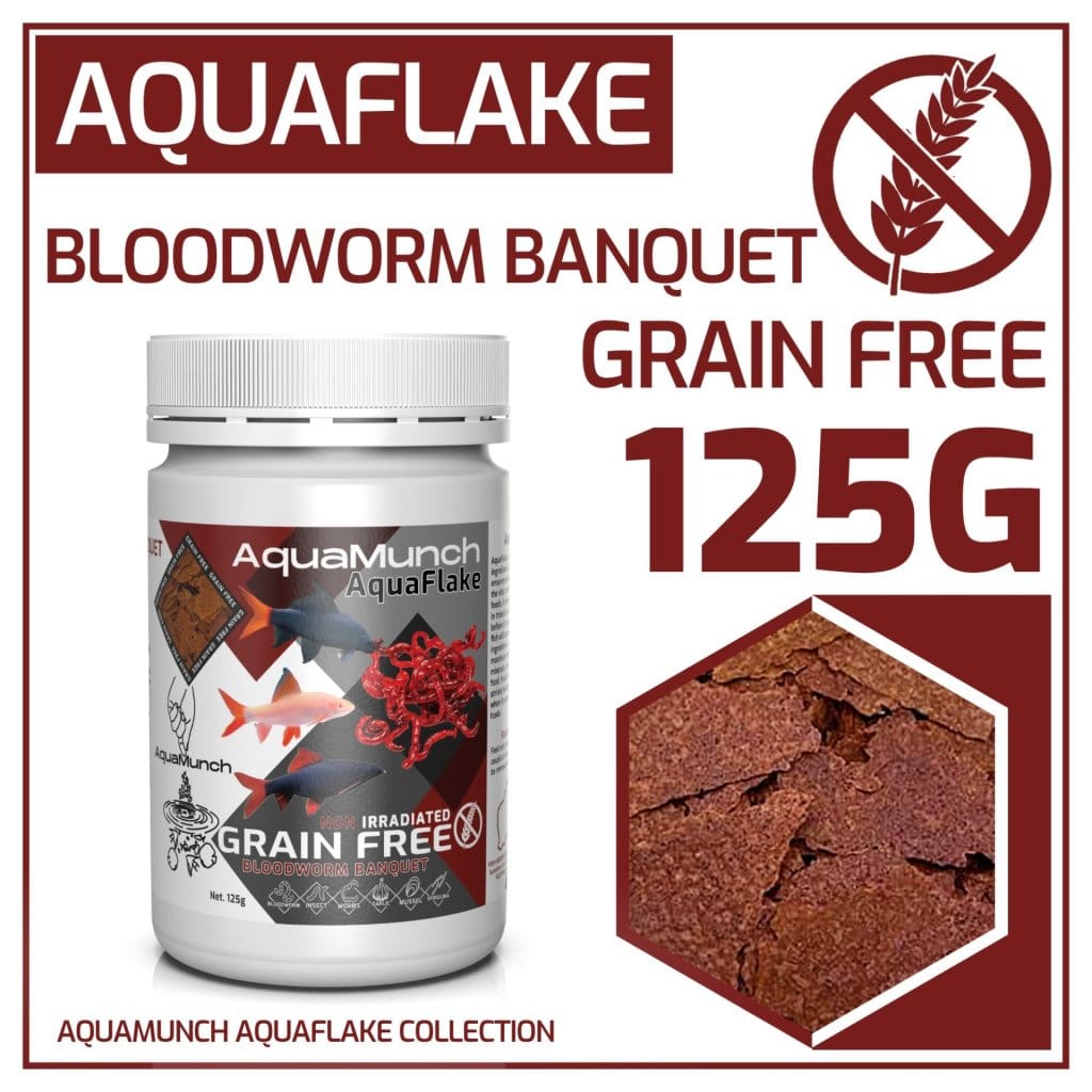 AquaMunch AquaFlake Bloodworm Banquet Flake 125g packaging