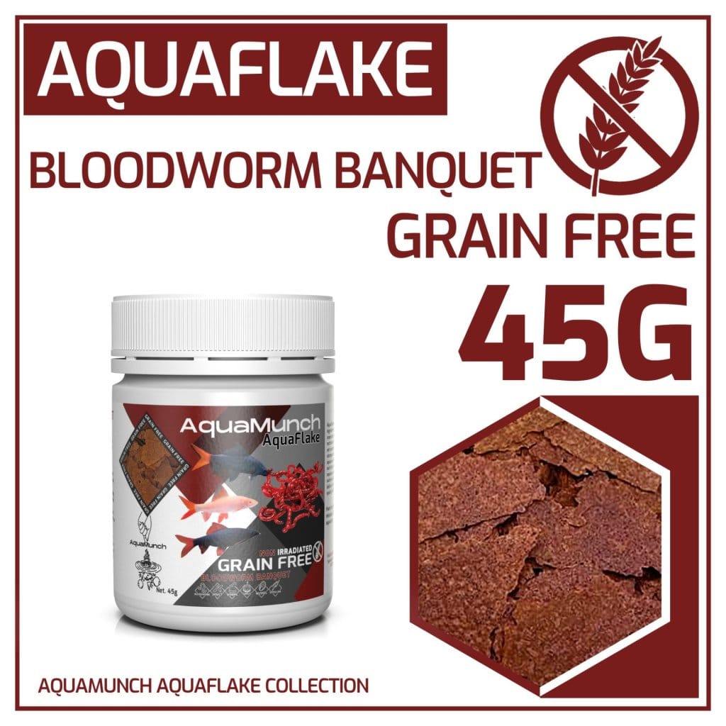 AquaMunch AquaFlake Bloodworm Banquet Flake 45g packaging