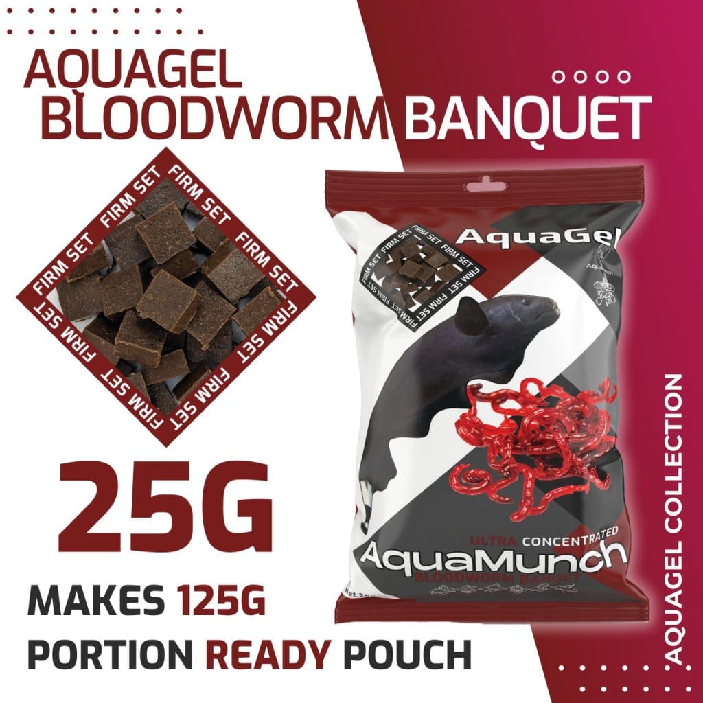 AquaMunch AquaGel Bloodworm Banquet 25G Ready Portion packaging