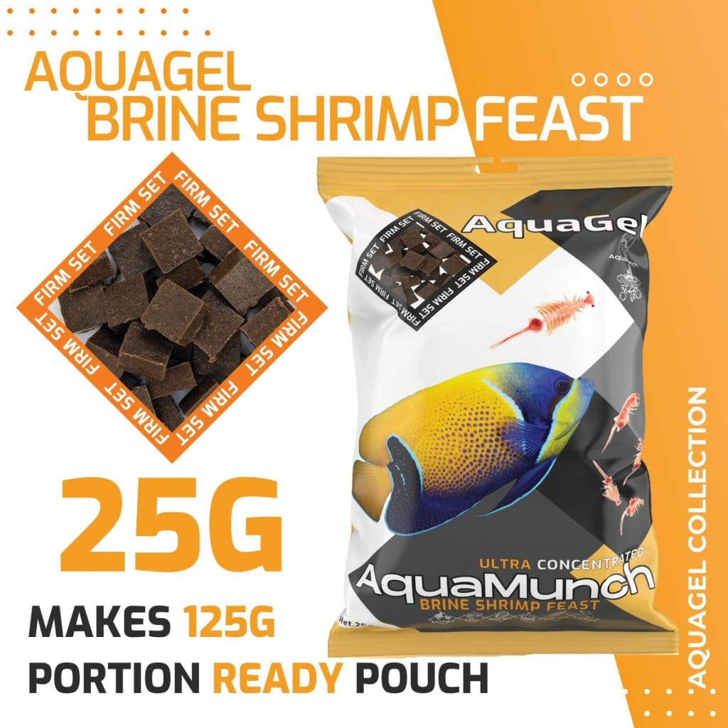 AquaMunch AquaGel Brine Shrimp Feast 25g Ready Portion packaging